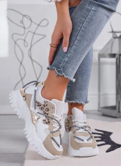 AMANDA - Sneakers Chunky Beige Con Dettagli Animalier