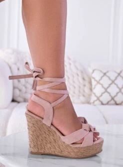 ANABEL - Sandali Rosa Espadrillas Stringati Con Lacci