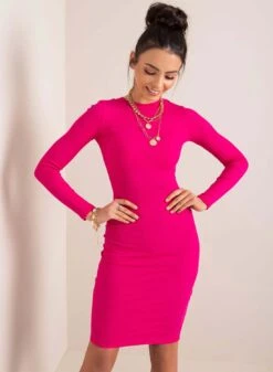 Abito Fuxia A Costine Aderente