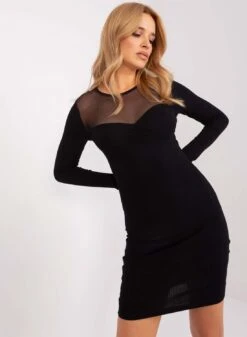 Abito Tubino Nero Con Scollo In Velo