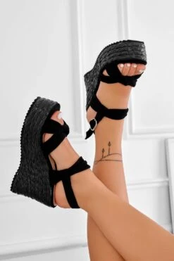 BURGOS - Sandali Espadrilles Neri Fasciati