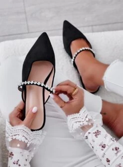 CANELA - Sabot Mary Jane Neri Bassi Con Gioiello