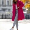 Cappotto Teddy Fuxia Con Tasche E Bottone