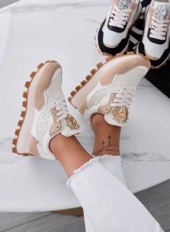 DEAA - Sneakers Beige Con Applicazione Gioiello Oro