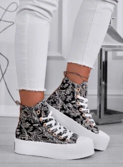 DELFINA - Sneakers Nere Alte A Fantasia Con Zeppa