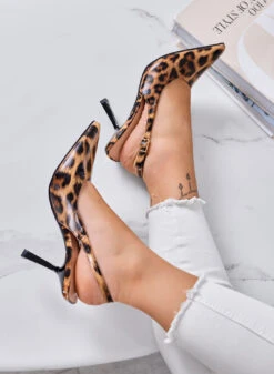 DORIE - Décolleté Maculate Slingback A Punta Con Tacco A Spillo 10 Cm