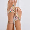 DREAMS - Sandali Bianchi Bassi Con Pietre Multicolor E Design A T