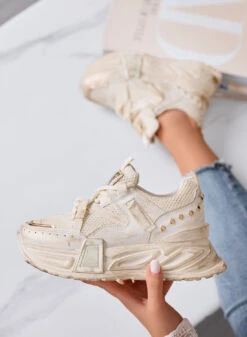 ELLIOT - Sneakers Chunky Beige Con Dettagli Oro