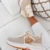 ERSILIA - Sneakers Beige In Tessuto Con Inserti Oro