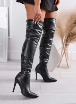 ESRA - Stivali Neri Alla Coscia Con Tacco Alto A Spillo