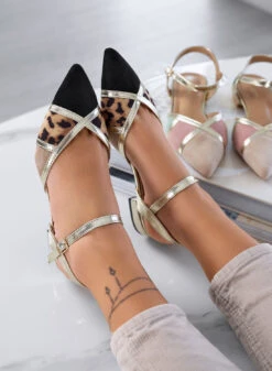 FABIOLA - Scarpe Ballerine Nere A Punta Con Inserti Maculati