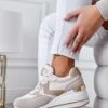 FIONA - Sneakes Beige Con Pannelli A Contrasto E Zeppa