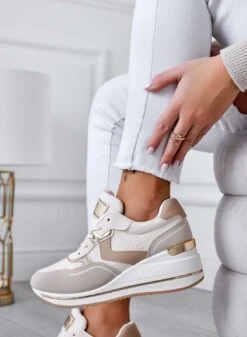 FIONA - Sneakes Beige Con Pannelli A Contrasto E Zeppa