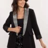 Giacca Blazer Nera Con Colletto In Strass