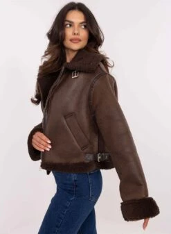 Giacca Montone Marrone Con Ecopelliccia