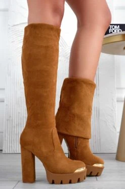 JOSEPH - Stivali Camel Scamosciati Con Risvolto