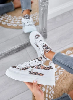 LESTER - Sneakers Bianche Platform Con Dettagli Animalier Leopardati