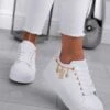 MARBELLA - Sneakersbianche Con Retro Beige E Ciondoli Oro