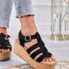 MATILDE - Sandali Neri Con Zeppa Platform Effetto Sughero