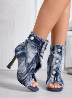 MIMOSA - Tronchetti In Denim Con Effetto Strappato E Tacco A Spillo