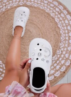 MINNA - Zoccoli Platform Gioiello In Gomma Bianchi