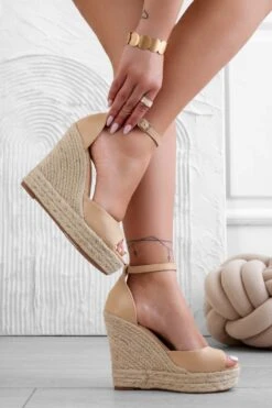 ESMERALDA - Sandali Beige Espadrillas Con Zeppa