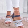 OLIVER - Sandali Espadrillas Blu Jeans Con Zeppa E Strass