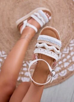 OLIVER - Sandali Espadrillas Bianchi Con Zeppa E Strass