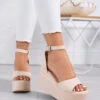 PENNY - Sandali Beige Platform Con Cinturino Alla Caviglia