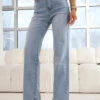 Pantalone Jeans Blu Chiaro Palazzo A Vita Alta