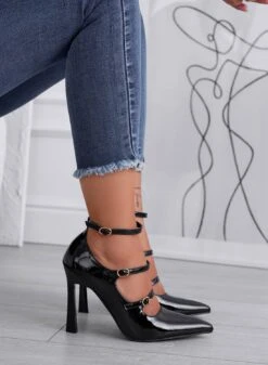 ROBERTA - Decolletè Nere In Vernice Con Fibbie