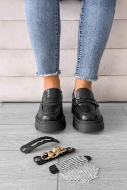 Mocassini Platform Neri Alexoo Con Accessori Intercambiabili