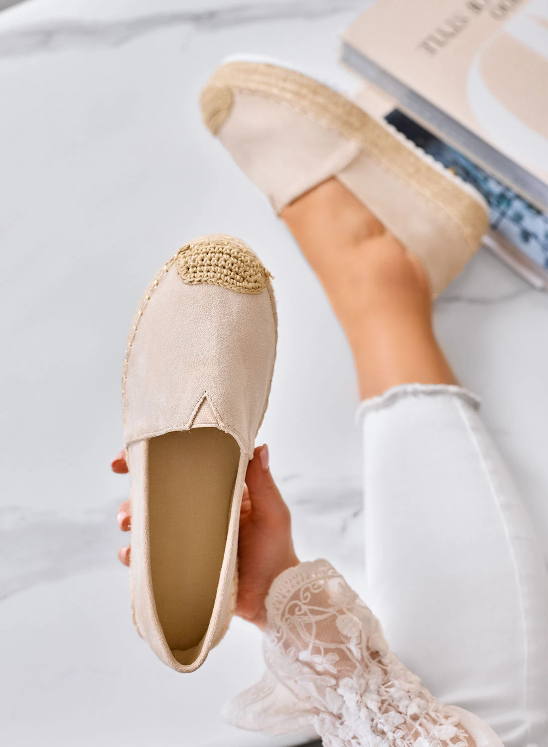 SAWANA - Espadrillas Beige Platform In Similcamoscio Con Punta In Juta 1 SAWANA - Espadrillas Beige Platform In Similcamoscio Con Punta In Juta