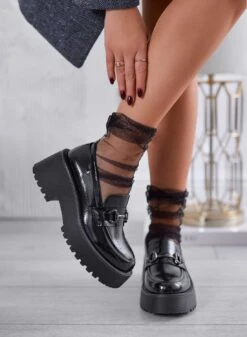 SEBASTIAN - Mocassini Neri In Vernice Martellata