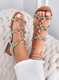 SHANA - Sandali Bassi Verdi Gioiello