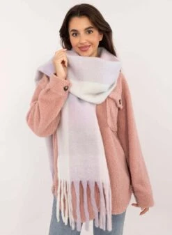 Sciarpa Oversize Con Tonalità Bianco Lilla