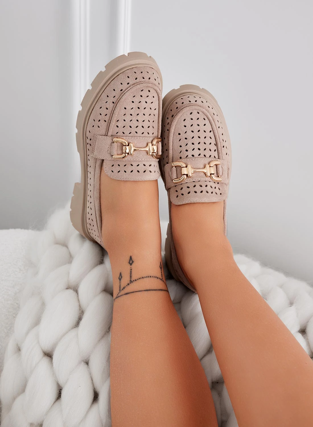 TOKYO - Mocassini Fango Traforati Con Fibbia Oro 1 TOKYO - Mocassini Fango Traforati Con Fibbia Oro