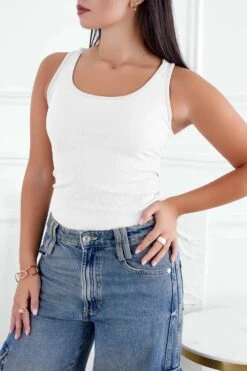 Top Body Bianco A Costine