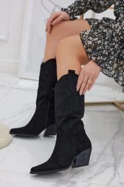 Stivali Neri Camperos Con Tacco Comodo