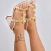 YULIA - Sandali Gioiello Beige Con Tacco Largo E Pietre