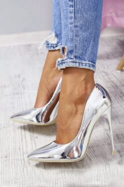 Decolletè Metallizzate Con Tacco A Spillo - Argento