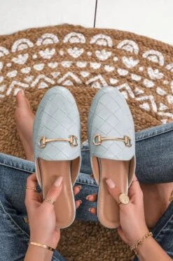 Mocassini A Quadroni Aperti Dietro Azzurri